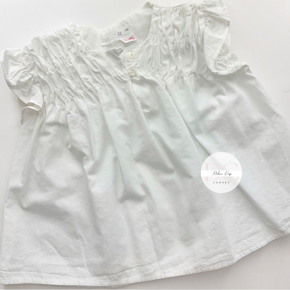ZARA White Blouse With Embroidery Size 3-4